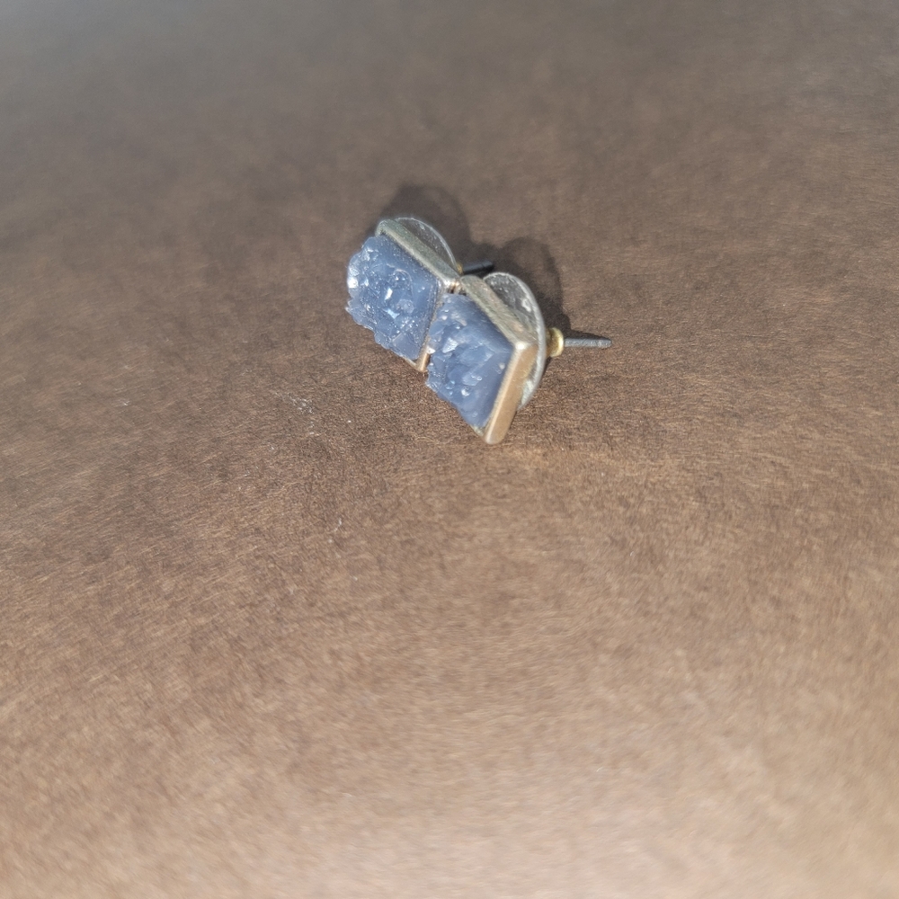 Blue druzy style square studs